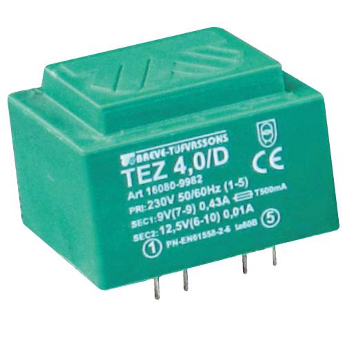 TEZ 4,0/D 230/ 6V Transformator jednofazowy obw. druk. zalewany - 16006-9992 - BREVE