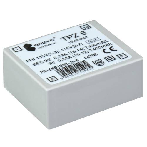 TPZ 4 2*115/2*18 V Transformator jednofazowy obw. druk. zalewany - 16021-8997 - BREVE