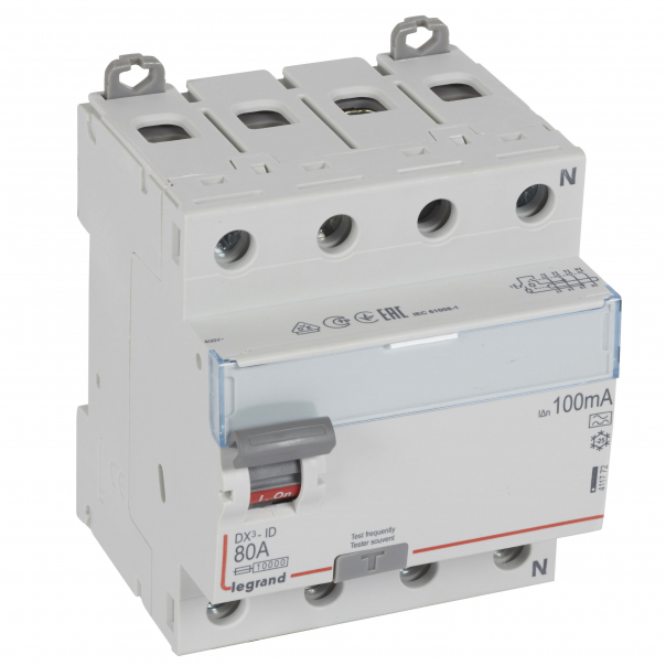 WYŁĄCZNIK RÓŻNICOWY 80A 100MA 4-POLOWY TYP A SERII DX3 P 304 - 411772 - LEGRAND