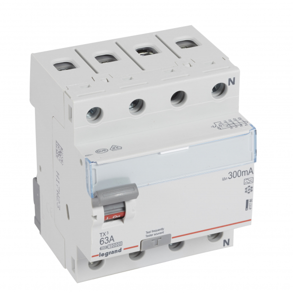 WYŁĄCZNIK RÓŻNICOWY 63A 300MA 4-POLOWY TYP A SERII TX3 P 304 - 411786 - LEGRAND