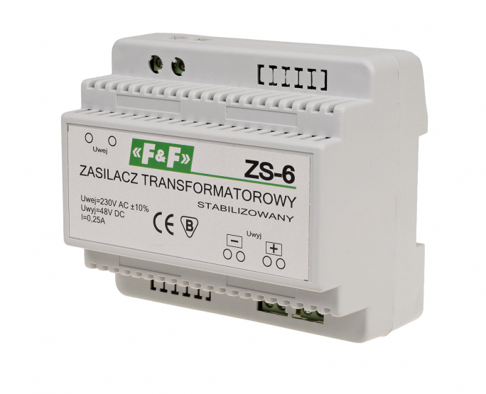 Zasilacz stabilizowany 48V DC 0,25A ZS-6 - ZS-6 - F&F