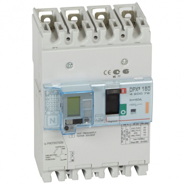WYŁĄCZNIK 40A 4-POLOWY 25KA Z ZABEZPIECZENIEM RÓŻNICOWYM DPX3 160 - 420072 - LEGRAND