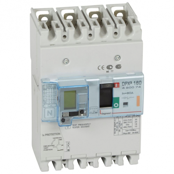 WYŁĄCZNIK 80A 4-POLOWY 25KA Z ZABEZPIECZENIEM RÓŻNICOWYM DPX3 160 - 420074 - LEGRAND