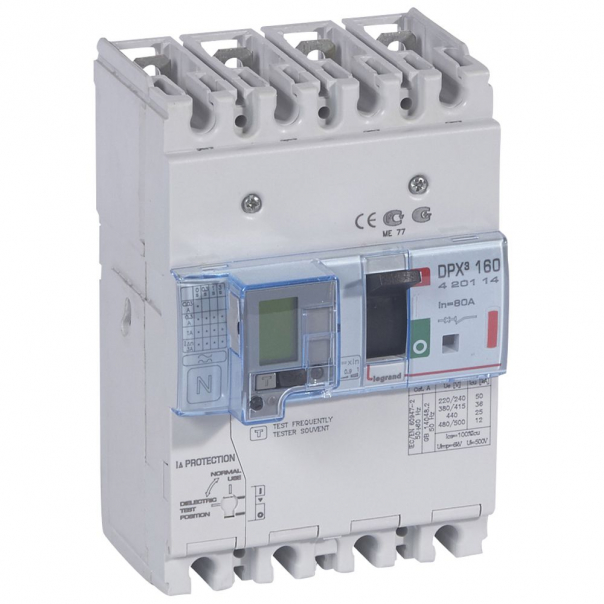 WYŁĄCZNIK 80A 4-POLOWY 36KA Z ZABEZPIECZENIEM RÓŻNICOWYM DPX3 160 - 420114 - LEGRAND