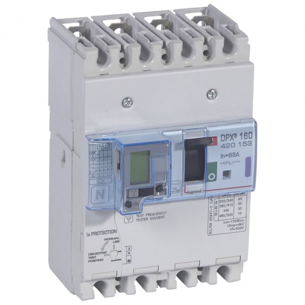 WYŁĄCZNIK 63A 4-POLOWY 50KA Z ZABEZPIECZENIEM RÓŻNICOWYM DPX3 160 - 420153 - LEGRAND