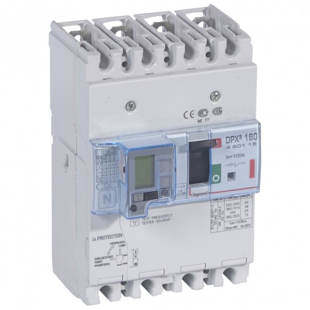 WYŁĄCZNIK 100A 4-POLOWY 36KA Z ZABEZPIECZENIEM RÓŻNICOWYM DPX3 160 - 420115 - LEGRAND