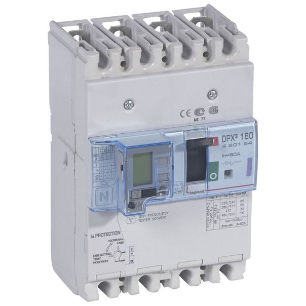 WYŁĄCZNIK 80A 4-POLOWY 50KA Z ZABEZPIECZENIEM RÓŻNICOWYM DPX3 160 - 420154 - LEGRAND