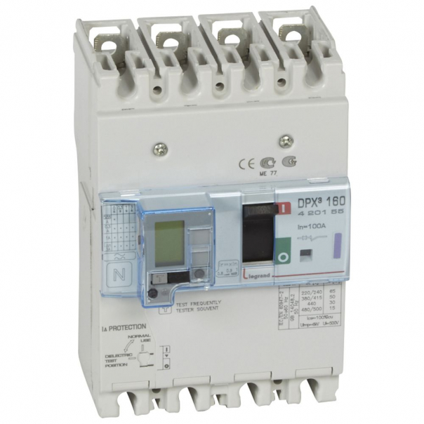 WYŁĄCZNIK 100A 4-POLOWY 50KA Z ZABEZPIECZENIEM RÓŻNICOWYM DPX3 160 - 420155 - LEGRAND