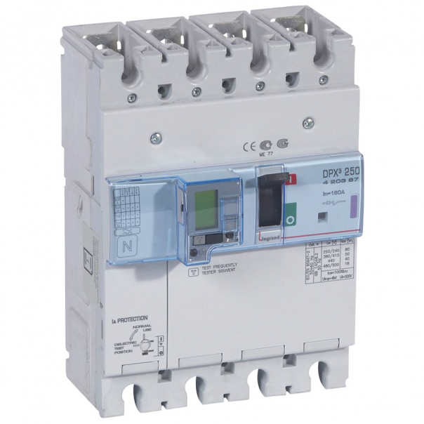 WYŁĄCZNIK MOCY 160A 4-POLOWY 50KA Z ZABEZPIECZENIEM RÓŻNICOWYM DPX3 250 EL - 420387 - LEGRAND