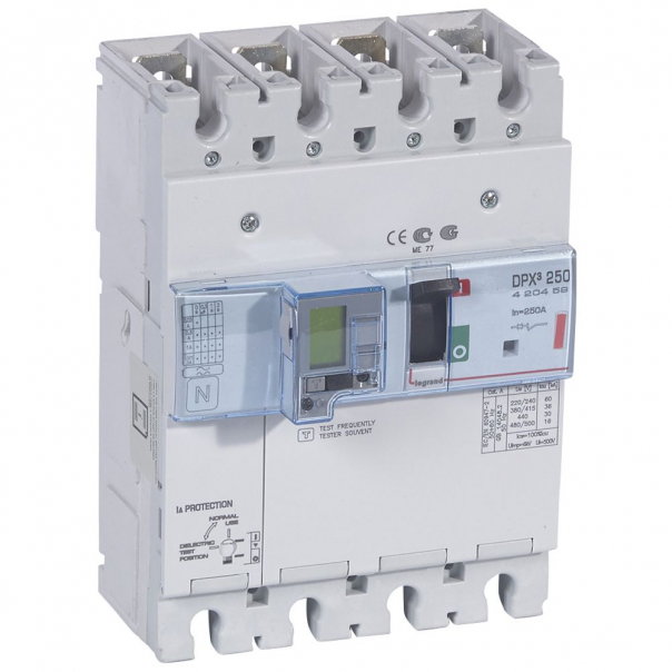 WYŁĄCZNIK MOCY 250A 4-POLOWY 36KA Z ZABEZPIECZENIEM RÓŻNICOWYM DPX3 250 EL+P - 420459 - LEGRAND