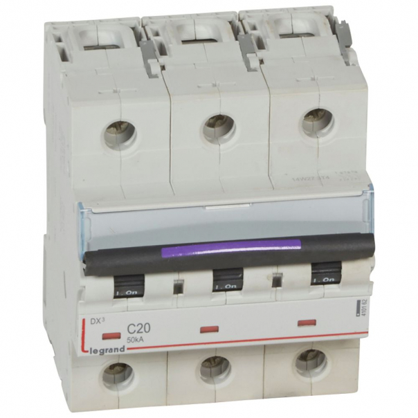 WYŁĄCZNIK NADPRĄDOWY C 20A 3-POLOWY 50KA DX3 S323 - 410162 - LEGRAND
