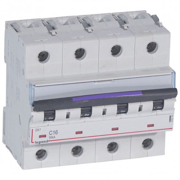 WYŁĄCZNIK NADPRĄDOWY C 16A 4-POLOWY 50KA DX3 S324 - 410174 - LEGRAND