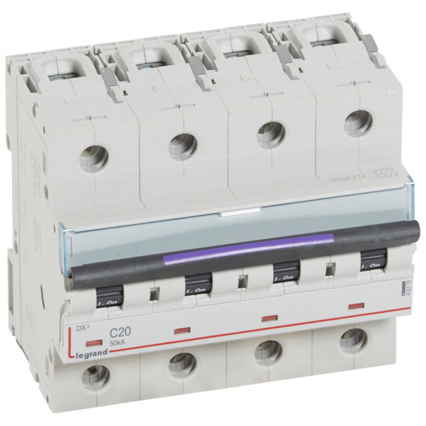 WYŁĄCZNIK NADPRĄDOWY C 20A 4-POLOWY 50KA DX3 S324 - 410175 - LEGRAND
