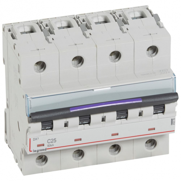 WYŁĄCZNIK NADPRĄDOWY C 25A 4-POLOWY 50KA DX3 S324 - 410176 - LEGRAND