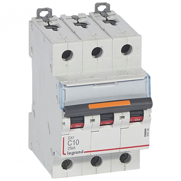 WYŁĄCZNIK NADPRĄDOWY C 10A 3-POLOWY 25KA DX3 S323 - 409780 - LEGRAND
