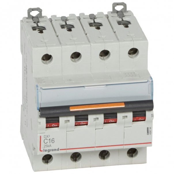 WYŁĄCZNIK NADPRĄDOWY C 16A 4-POLOWY 25KA DX3 S324 - 409794 - LEGRAND
