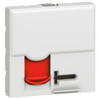 GNIAZDO 1XRJ45 2 MODUŁY KAT. 6A UTP BIAŁE Z CZERWONĄ KLAPKĄ MOSAIC - 076590 - LEGRAND