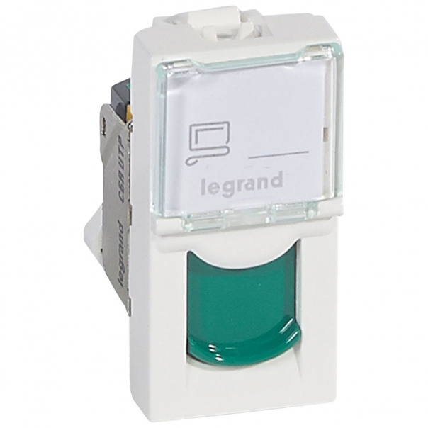 GNIAZDO 1XRJ45 1 MODUŁ KAT. 6A UTP BIAŁE Z ZIELONĄ KLAPKĄ - 076526 - LEGRAND