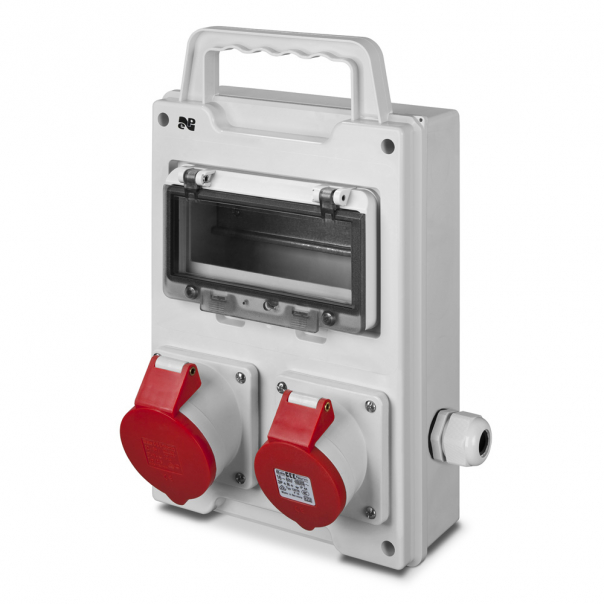 ROZDZIELNIA RS 8-MODUŁÓW 1X GNIAZDO SIŁOWE 16A 400 V GNIAZDO SIŁOWE 32A 400V BS RAL 7035 SZARY - 6216-20 - ELEKTRO-PLAST NASIELSK
