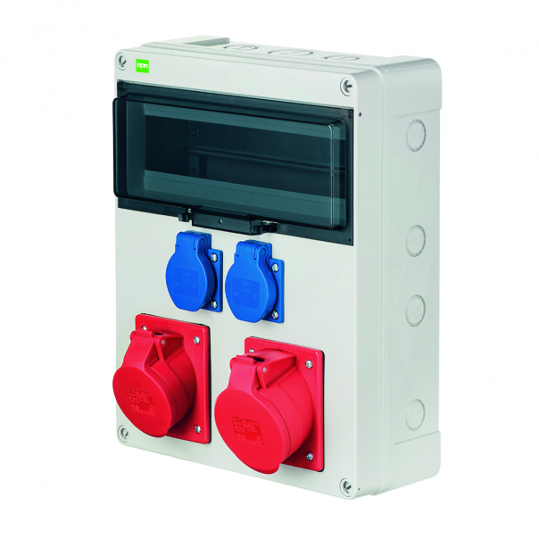 ROZDZIELNIA RS-12 MODUŁÓW 2X GNIAZDO POJEDYŃCZE Z UZIEMIENIEM , GNIAZDO SIŁOWE 16A, GNIAZDO SIŁOWE 32A RAL 7035 SZARY - 6210-00 - ELEKTRO-PLAST NASIELSK