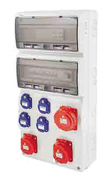 ROZDZIELNIA RS2/32 MODUŁY 2X GNIAZDO POJEDYŃCZE Z UZIEMIENIEM, GNIAZDO SIŁOWE 32A RAL 7035 SZARY - 6257-00 - ELEKTRO-PLAST NASIELSK