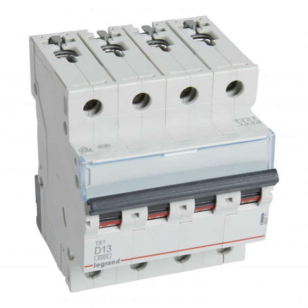 WYŁĄCZNIK NADPRĄDOWY D 13A 4 POLOWY CHARAKTERYSTYKA D SERII TX3 S304 - 403771 - LEGRAND