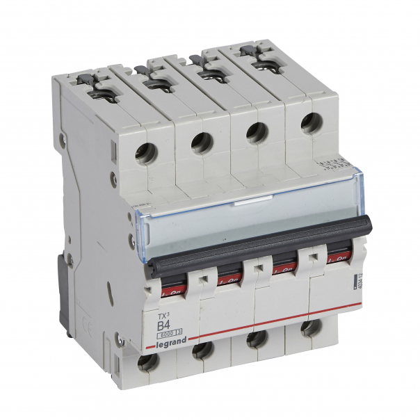 WYŁĄCZNIK NADPRĄDOWY B 4A 4 POLOWY CHARAKTERYSTYKA B SERII TX3 S304 - 403412 - LEGRAND