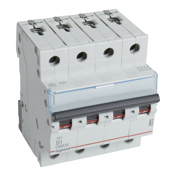 WYŁĄCZNIK NADPRĄDOWY B 1A 4 POLOWY CHARAKTERYSTYKA B SERII TX3 S304 - 403409 - LEGRAND