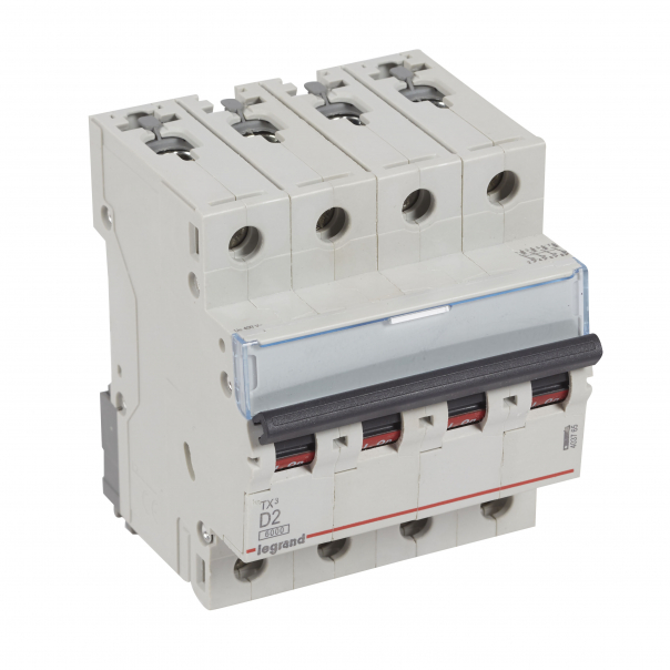 WYŁĄCZNIK NADPRĄDOWY D 2A 4 POLOWY CHARAKTERYSTYKA D SERII TX3 S304 - 403765 - LEGRAND