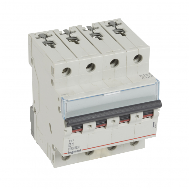 WYŁĄCZNIK NADPRĄDOWY B 1A 4 POLOWY CHARAKTERYSTYKA B SERII TX3 S314 - 404147 - LEGRAND