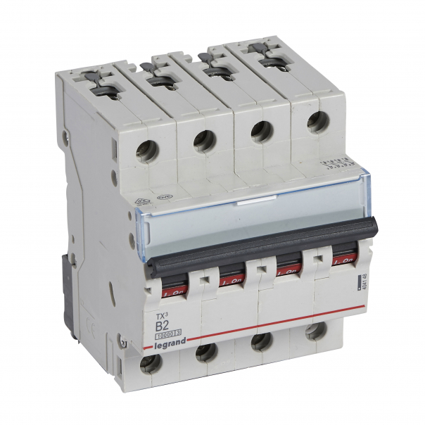 WYŁĄCZNIK NADPRĄDOWY B 2A 4 POLOWY CHARAKTERYSTYKA B SERII TX3 S314 - 404148 - LEGRAND
