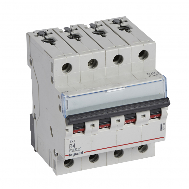 WYŁĄCZNIK NADPRĄDOWY B 4A 4 POLOWY CHARAKTERYSTYKA B SERII TX3 S314 - 404150 - LEGRAND
