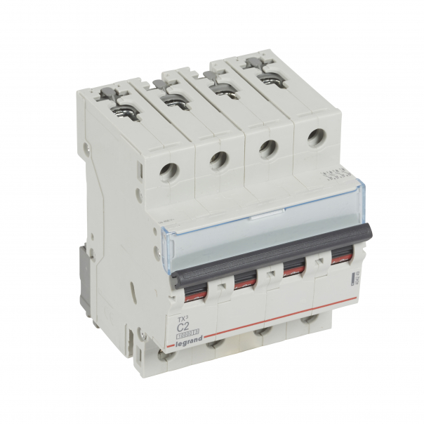 WYŁĄCZNIK NADPRĄDOWY C 2A 4 POLOWY CHARAKTERYSTYKA C SERII TX3 S314 - 404249 - LEGRAND