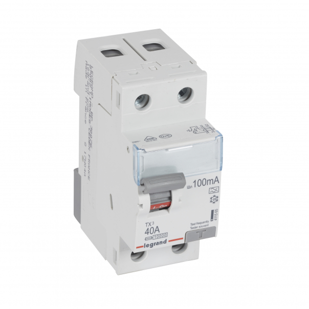 WYŁĄCZNIK RÓŻNICOWY 40A 2 POLOWY 100MA TYP A SERII TX3 P 302 - 411565 - LEGRAND