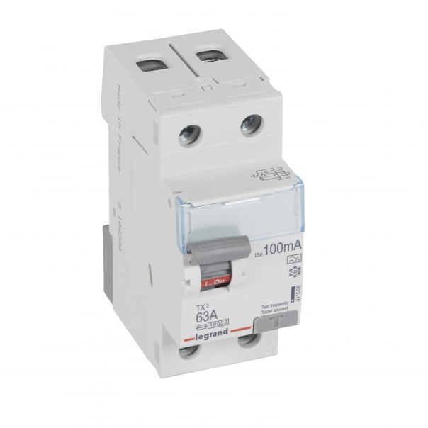 WYŁĄCZNIK RÓŻNICOWY 63A 2 POLOWY 100MA TYP A SERII TX3 P 302 - 411566 - LEGRAND