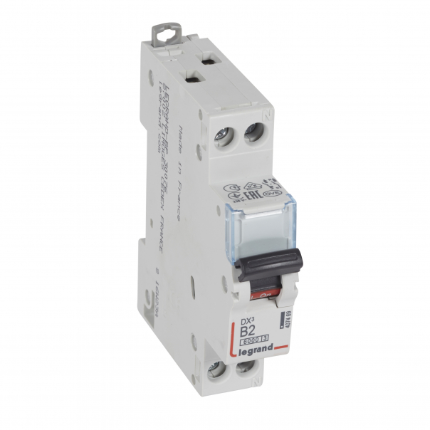 WYŁĄCZNIK NADPRĄDOWY B 2A 1-POLOWY Z TOREM NEUTRALNYM SERII DX3 S 301N - 407469 - LEGRAND