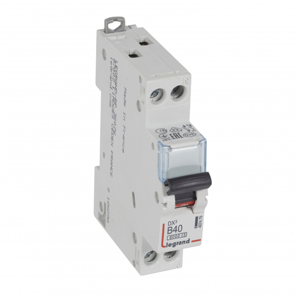 WYŁĄCZNIK NADPRĄDOWY B 40A 1-POLOWY Z TOREM NEUTRALNYM SERII DX3 S 301N - 407479 - LEGRAND