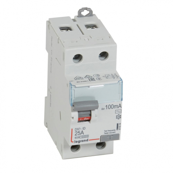 WYŁĄCZNIK RÓŻNICOWY 25A 100MA 2-POLOWY TYP AC SERII DX3 P302 - 411514 - LEGRAND