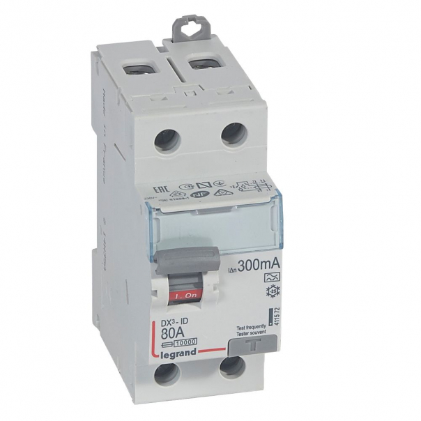 WYŁĄCZNIK RÓŻNICOWY 80A 300MA 2-POLOWY TYP A SERII DX3 P302 - 411572 - LEGRAND
