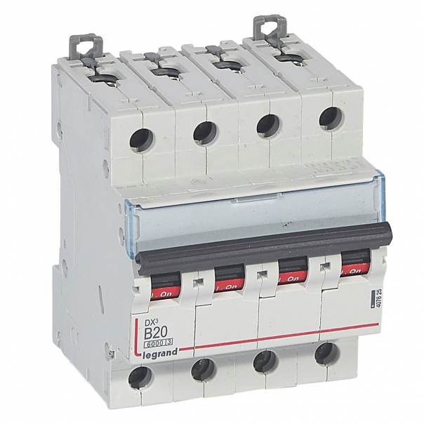 WYŁĄCZNIK NADPRĄDOWY B 20A 4-POLOWY SERII DX3 S304 - 407625 - LEGRAND