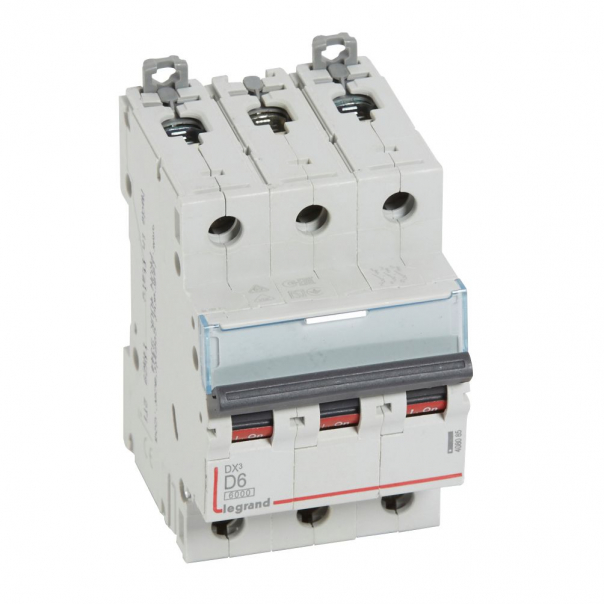 WYŁĄCZNIK NADPRĄDOWY D 6A 3 POLOWY CHARAKTERYSTYKA D SERII DX3 S 303 - 408085 - LEGRAND