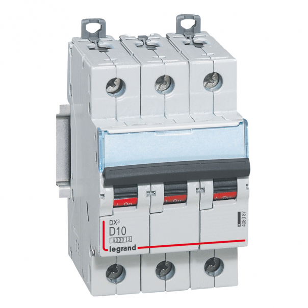 WYŁĄCZNIK NADPRĄDOWY D 10A 3 POLOWY CHARAKTERYSTYKA D SERII DX3 S 303 - 408087 - LEGRAND