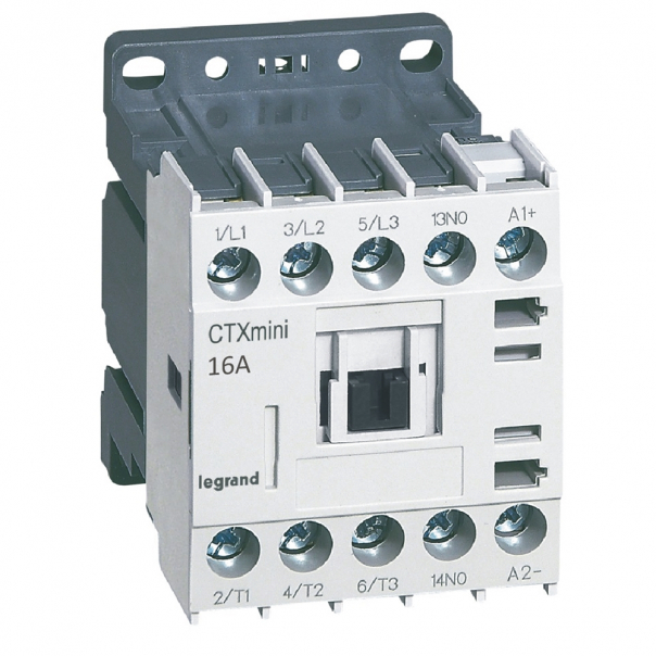 STYCZNIK MOCY MINI 16A 3 BIEGUNY STYK POMOCNICZY 1NO STEROWANIE 24V DC CTX3 - 417061 - LEGRAND