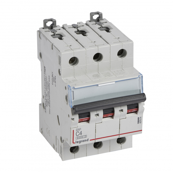 WYŁĄCZNIK NADPRĄDOWY C 4A 3 POLOWY CHARAKTERYSTYKA C SERII DX3 S 303 - 407854 - LEGRAND