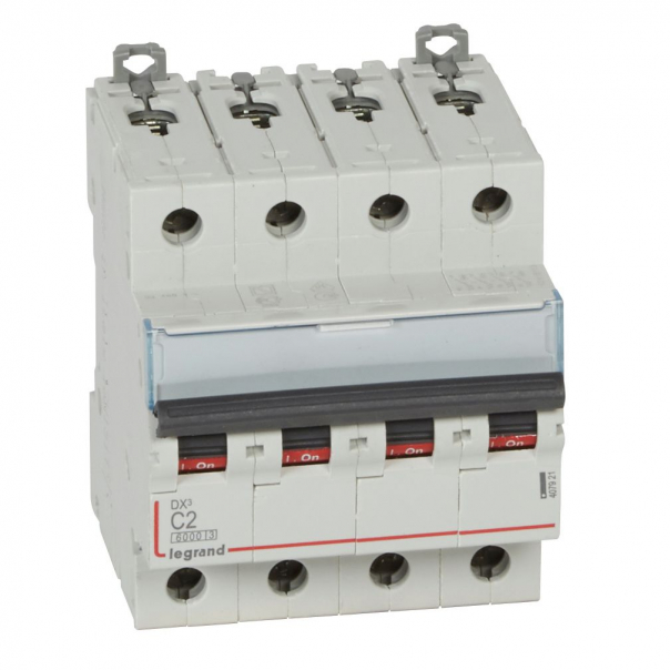 WYŁĄCZNIK NADPRĄDOWY C 2A 4 POLOWY CHARAKTERYSTYKA C SERII DX3 S 304 - 407921 - LEGRAND