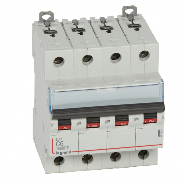 WYŁĄCZNIK NADPRĄDOWY C 6A 4 POLOWY CHARAKTERYSTYKA C SERII DX3 S 304 - 407924 - LEGRAND