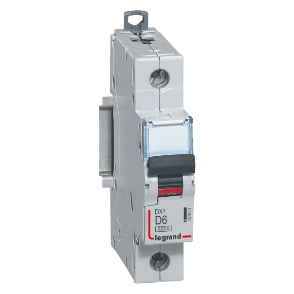 WYŁĄCZNIK NADPRĄDOWY D 6A 1 POLOWY CHARAKTERYSTYKA D SERII DX3 S 301 - 407967 - LEGRAND