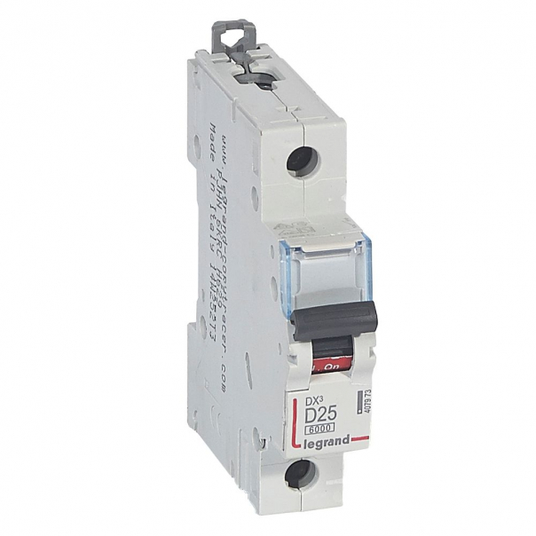 WYŁĄCZNIK NADPRĄDOWY D 25A 1 POLOWY CHARAKTERYSTYKA D SERII DX3 S 301 - 407973 - LEGRAND