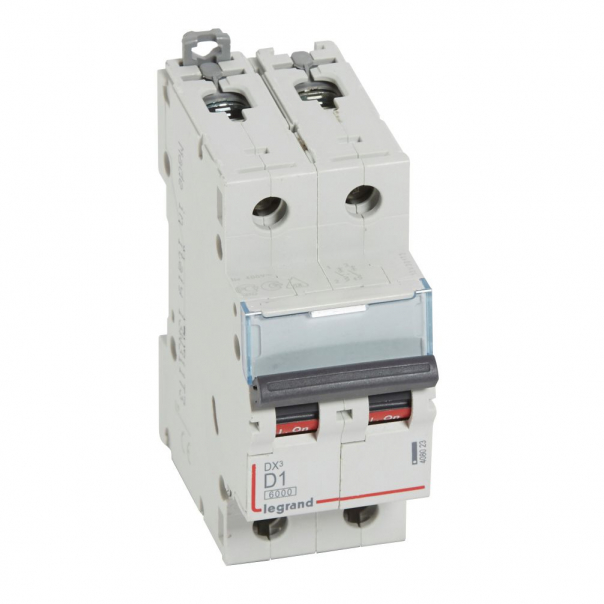 WYŁĄCZNIK NADPRĄDOWY D 1A 2 POLOWY CHARAKTERYSTYKA D SERII DX3 S 302 - 408023 - LEGRAND