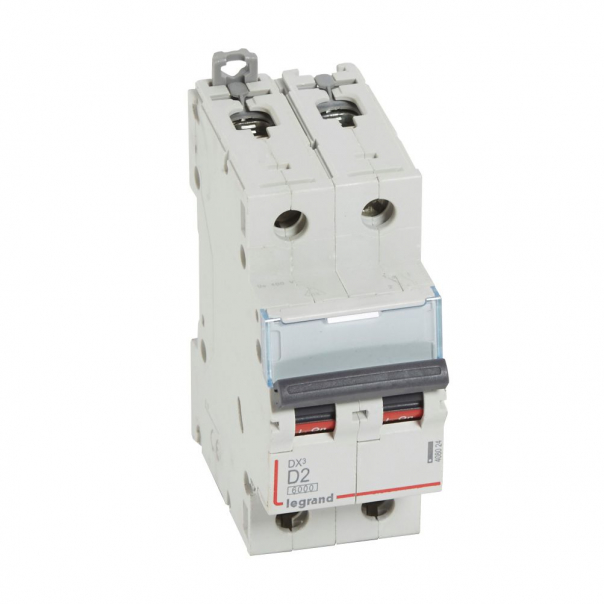 WYŁĄCZNIK NADPRĄDOWY D 2A 2 POLOWY CHARAKTERYSTYKA D SERII DX3 S 302 - 408024 - LEGRAND